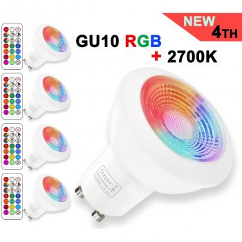 (4 Pack) RGBW 3W GU10 Led Colores Cambiantes Lámpara,Sunpion® RGB+3000K Warmwhite Bombilla Bulbo LED AC 85-265V, LED Lampara Bombilla Colores Mando a Distancia Led RGB Light Bulb (GU10 RGB+3000K)