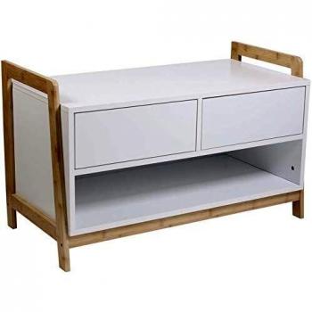 Mueble de almacenamiento Copenhague en bambú y blanco - L. 83 x H. 50 cm