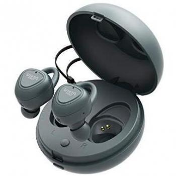 Vieta Pro Case - Auricular Bluetooth 5.0 True wirelesss, con función Manos Libres, Resistencia al Agua ipx5, 9 Horas de batería y Acceso al Asistente de Voz. Acabados en Goma y Color Gris.