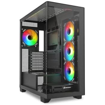 Caja de Torre Sharkoon ELITE SHARK CA500, ATX/mATX/Mini-ITX, Panel de Cristal Templado, 2x USB-A, 1x USB-C, RGB, Color Negro