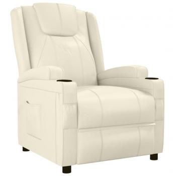Sillón reclinable de cuero sintético blanca crema vidaXL