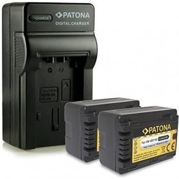 Bundle - 4en1 Cargador + 2x Premium Batería VBT190 para Panasonic HC V110 | V120 | V160 | V210 | V250EB | V270 | V380 | V510 | V520 | V550 | V550EB | V710 | V720 | V727 | V727EB | V750EB | V757