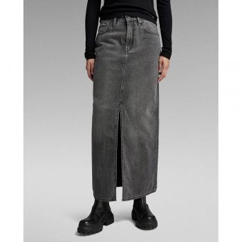 G-Star Raw - Falda Larga Viktoria Gris de Corte Recto y Talle Alto para Mujer