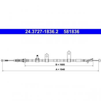 Cable de freno de mano ATE 24.3727-1836.2 con alta resistencia y durabilidad