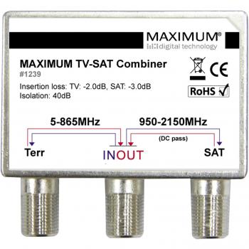 Combinador TV-SAT Maximum 1239, Divisor de Cable, Accesorio Plata