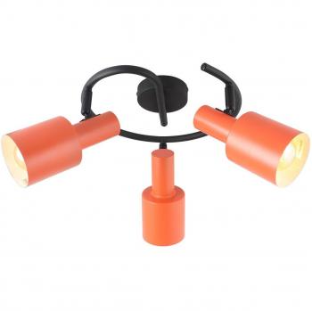 Downlight de techo Lindby Ovelia, naranja/negro, 3 luces, hierro, moderno, metal, E27