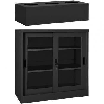 vidaXL Sliding Door Cabinet with Planter Box Anthracite Steel