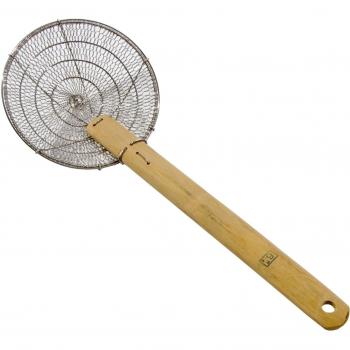 Stainless Round Fine Mesh Skimmer With Bamboo Handle - 6 Dia. by Town Food Service Eq.