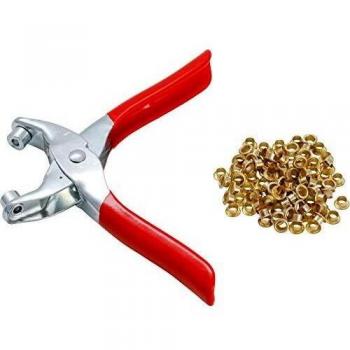 BGS Diy 75830 | Alicate perforador para ojales con 100 ojales redondos | 4,5 mm