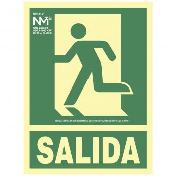 Cartel de evacuación salida izquierda clase b (pvc 0.7mm) 22.4x30cm Normaluz