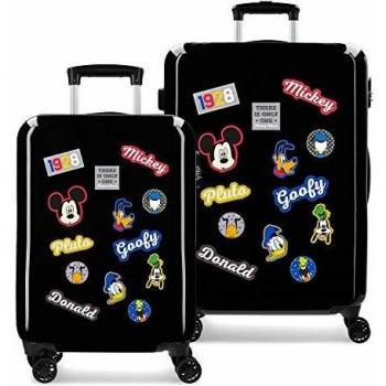 Disney Have a good day Mickey Juego de maletas Negro 55/68 cms Rígida ABS Cierre combinación 104L 4 Ruedas dobles Equipaje de Mano