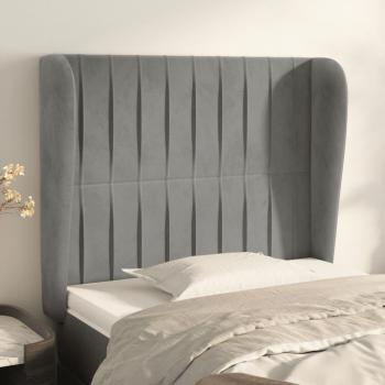 Cabecero con orejas de terciopelo gris claro 93x23x118/128 cm vidaXL