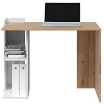 Mesa de Estudio Raiden con Estantes, Roble/Blanco, 100 x 52 x 78 cm