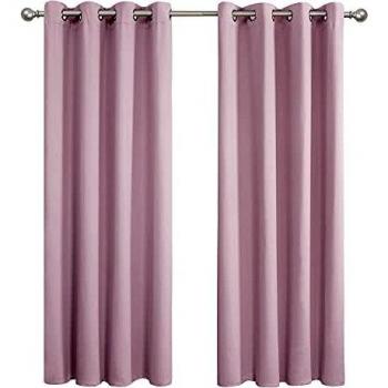 Amazon Brand - Umi Cortinas Salon Opacas Dormitorio Moderno con Ollaos 2 Piezas 107x242cm Rosa Claro
