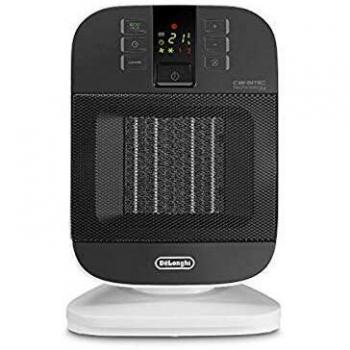 Termoventilador Cerámico DeLonghi HFX60V20 2000W Oscilante con Termostato y Temporizador 24h, Blanco y Negro