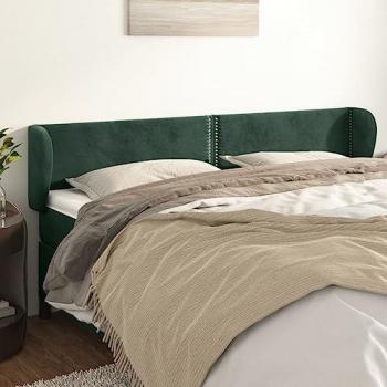 Cabecero de terciopelo verde oscuro 183x23x78/88 cm