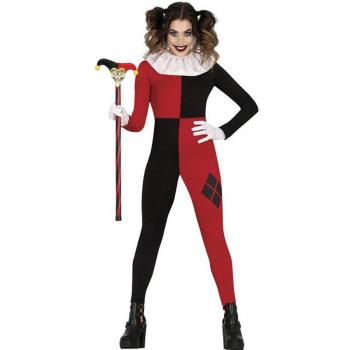 Disfraz de Arlequina Alegre rojo y negro para mujer