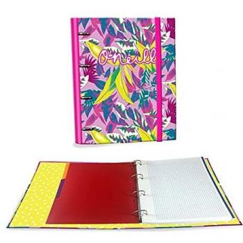 Senfort O'neill Girls DIN A4 Impreso Carpeta Archivadora de Cartón con 120 Hojas y 4 Anillos, 32 cm Largo x 28 cm Ancho x 4 cm Alto, Fucsia