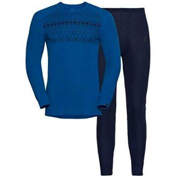 Odlo Conjunto térmico para Hombre Active Warm X-Mas St Thermo, Azul Oscuro, Talla XL