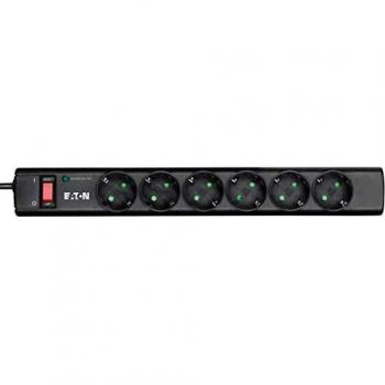 Multi Enchufe/Pararrayos - Eaton Protection Strip 6 DIN - PS6D - 6 enchufes Schuko - Negro