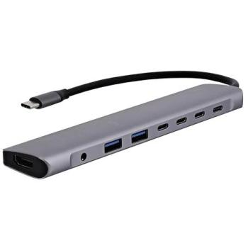 Hub USB-C 8 en 1 T'nB iClick, solución de conexión completa, Plug & Play, fácil de usar, color gris espacial