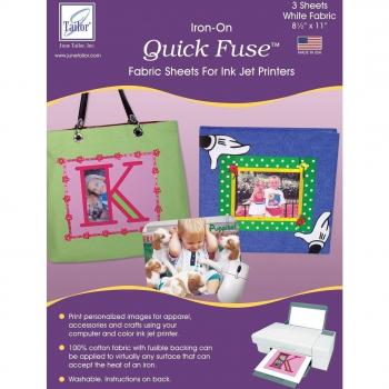 Quick Fuse Iron-On Ink Jet Fabric Sheets 8.5X11 3/Pkg-White