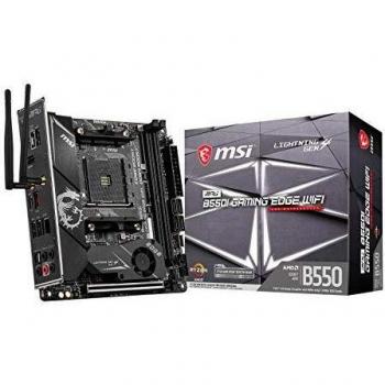 MSI MPG B550I GAMING EDGE Wi-Fi Motherboard Mini-ITX, AM4, DDR4, Dual M.2, LAN, 802.11ax Wi-Fi 6 + Bluetooth 5.1, USB 3.2 Gen2, Front Type-C, HDMI, Gen 4 Ready, AMD Ryzen 5000 Series Processor
