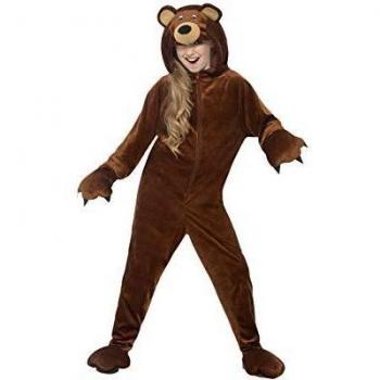 Smiffy'S 44563M Disfraz De Oso Traje Entero Con Capucha, Marrón, M - Edad 7-9 Años