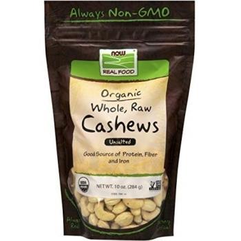 Now Foods Certified Whole, Raw Cashews, Unsalted, 284g