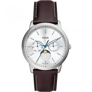 Fossil Men's 42.00mm Quartz Watch with Silver Analogue dial and Brown Leather Strap FS5905