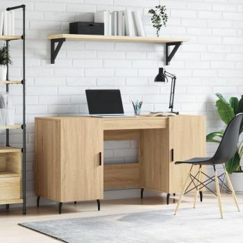 Escritorio de madera multicapa roble Sonoma 140x50x75 cm marrón