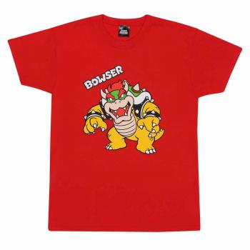 Camiseta Infantil Super Mario Bowser Text Rojo