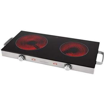 Cocina Vitrocerámica Portátil Doble Placa ProfiCook PC-DKP 1211, 2800W, Inox, Superficie de Cocción Cerámica
