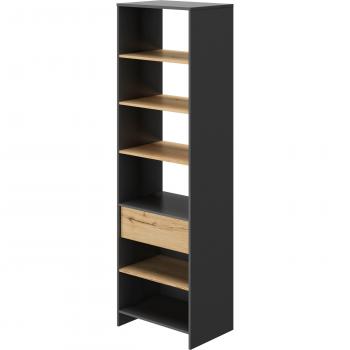 Vestidor 1 cajón con barra de 63 cm - efecto roble y negro, fabricación francesa
