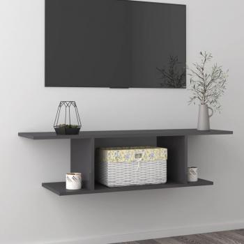 Mueble de TV de pared vidaXL gris con brillo 103x30x26,5 cm