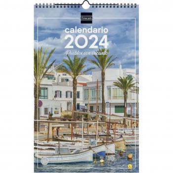 Finocam Calendario de Pared 2024 para Escribir con Imágenes de Pueblos con Encanto, Espiral, Enero-Diciembre (12 Meses), Tamaño 25x40 cm, Españ