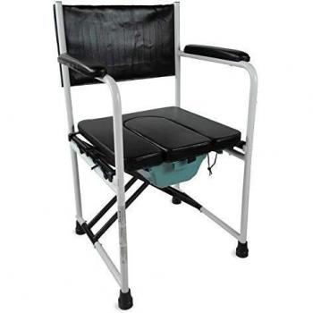 Mobiclinic, Silla WC con tapa, Ebro, Marca española, Silla con inodoro, Plegable, Acero cromado, Reposabrazos y asiento acolchados, Para ancianos y discapacitados, Conteras antideslizantes