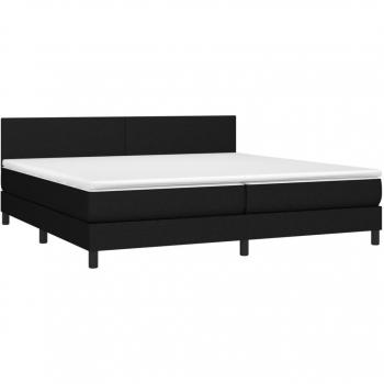 Colchón de cama box spring con muelles y tela LED negra 200x200 cm