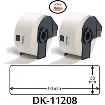 eTrader Direct - Etiqueta para Direcciones Blanca Estándar de 38 x 90 mm para Impresoras Brother QL, 2 Rollos de 400 Etiquetas con Soporte Compatibles con DK11208 QL-1050, QL-1050N, QL-1060N, QL-500, QL-500A, QL- 500BS, QL- 500BW, QL-550, QL- 560, QL