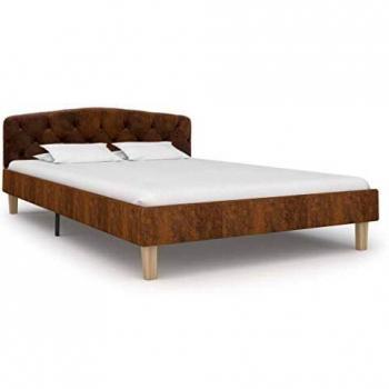 vidaXL Estructura de Cama Piel de Ante Artificial Mobiliario Casa Clásica Práctica Cómoda Moderna Robusta y Duradera Sin Colchón Marrón 120x200cm