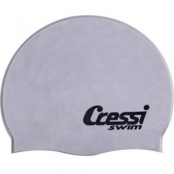 Gorro de Natación Cressi Silicona Plata con diseño ergonómico, material de silicona suave y resistente, ajuste cómodo, ideal para nadadores profesionales y aficionados, disponible en color plata