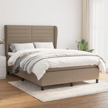 Cama box spring con colchón de muelles en tela gris taupe 140x190 cm Vidaxl