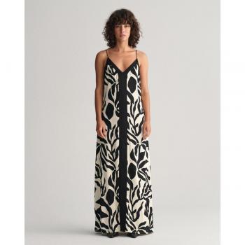 Vestido de tirantes Palm Print negro Gant