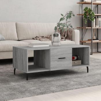 Mesa de centro madera contrachapada 102x50x40 cm en color Blanco y Negro, acabado brillante, ideal para salón o comedor, también conocida como mesita auxiliar o mesa de café