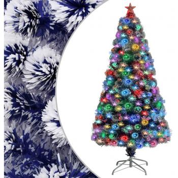 vidaXL Árbol de Navidad artificial LED fibra óptica blanco azul 120 cm