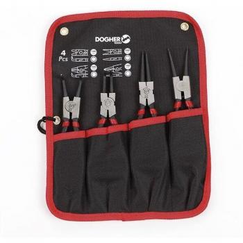 Juego de 4 Alicates para Anillos Seeger Dogher Tools 180mm con Bolsa
