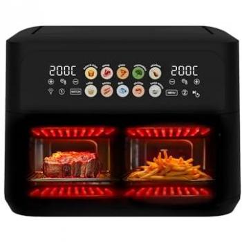 Freidora Sin Aceite Evvo Tasty Fryer Advance Duo 10L - Doble Cesta, Doble Resistencia, 2900W, Panel Táctil, Hasta 200ºC