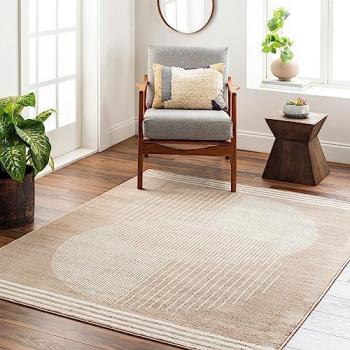 Alfombra Escandinava Moderna Surya MONTEVIDEO, Rectangular, 200x275 cm, Pelo Corto, Marrón y Beige, 10 mm de Altura