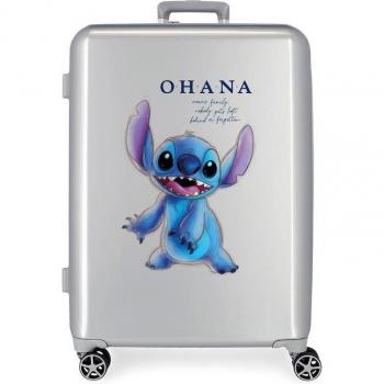 Maleta Mediana Rígida Expandible Disney 100 Stitch Gris con Capacidad de 80L
