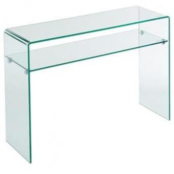 Consola Stileos - 1 Estante - Cristal Templado - Transparente